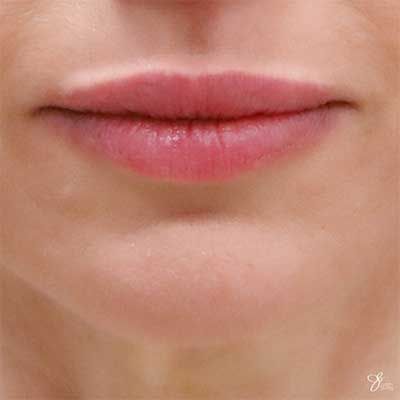 Close-up of lips with natural color.
