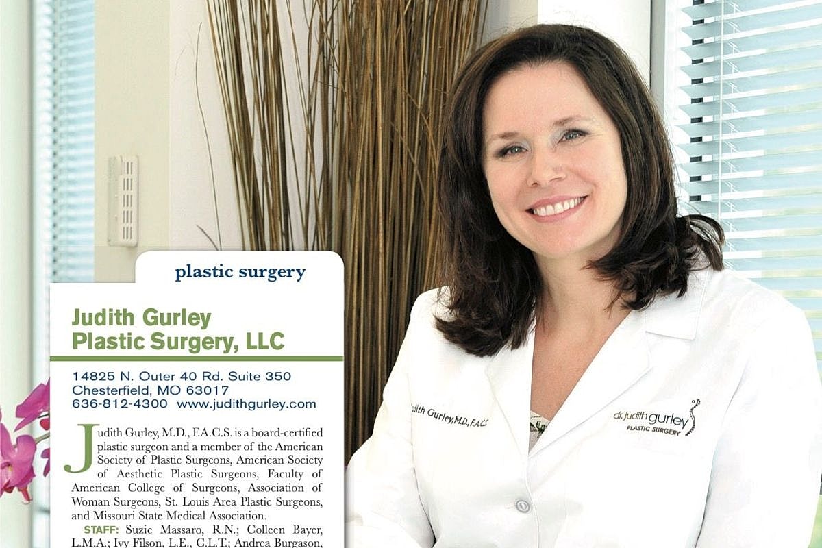 Plastic surgeon Judith Gurley in office setting.