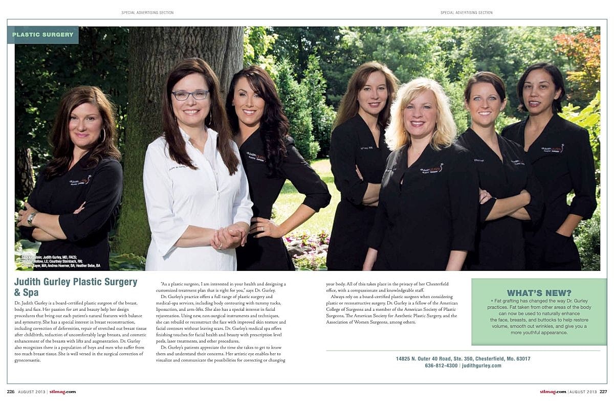 Judith Gurley Plastic Surgery team photo outdoors.