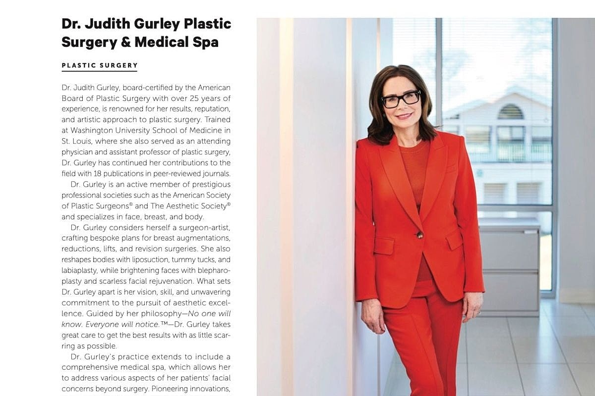 Dr. Judith Gurley in professional red suit.